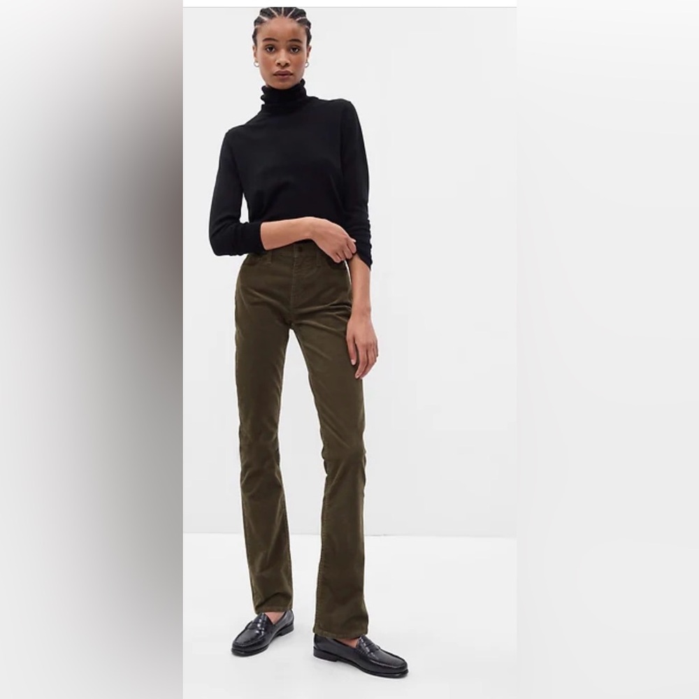 Gap Mid Rise Baby Bootcut Olive Green Corduroy Pants New Sold Out Online